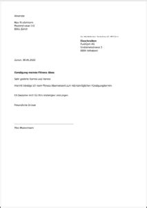 Kündigung für PureGym (Schweiz) kostenlos als PDF erstellen